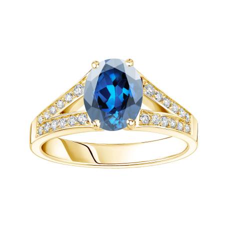 Rétromantique Tiare Pavée Yellow Gold Sapphire Ring