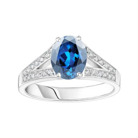 Rétromantique Tiare Pavée Platinum Sapphire Ring