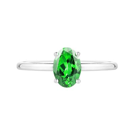 Bague Or blanc 18 cts Tsavorite Lady Ovale