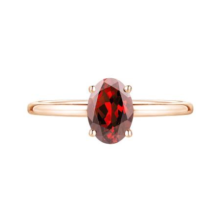 Bague Or rose 18 cts Grenat Lady Ovale
