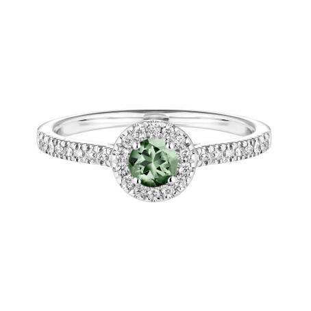 Rétromantique S Pavée Platinum Green Sapphire Ring