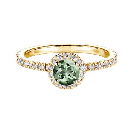 Rétromantique M Pavée Yellow Gold Green Sapphire Ring