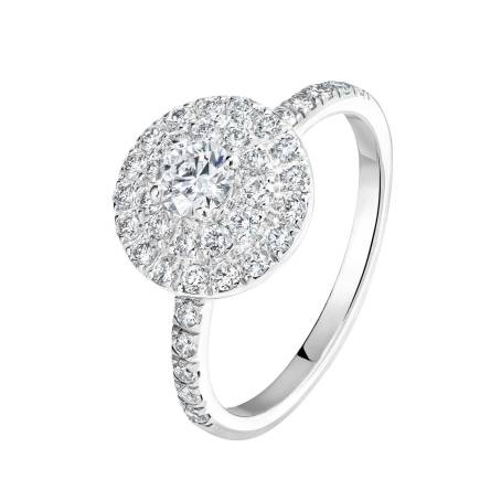 Ring Platin Diamant Rétromantique Duo Pavée