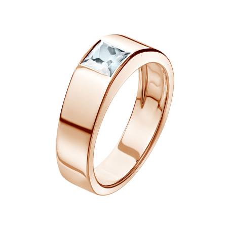 Bague Homme Or rose 18 cts Aigue-marine Ludwig