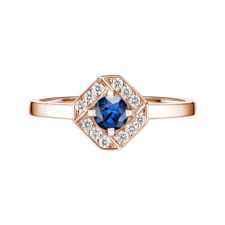 Plissage Rond 4 mm Rose Gold Sapphire Ring