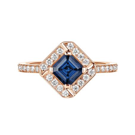 Plissage Rose Gold Sapphire Ring