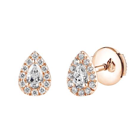 Baby Rétromantique Poires Pavées Rose Gold Diamond Earrings