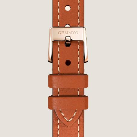 Prima simple Natural leather Rose steel Watch strap