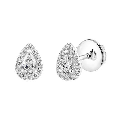 Baby Rétromantique Poires Pavées White Gold Diamond Earrings