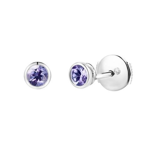 Boucles doreilles Or blanc 18 cts Tanzanite Gemmyorama Solo