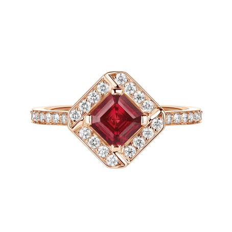 Bague Or rose 18 cts Rubis Plissage
