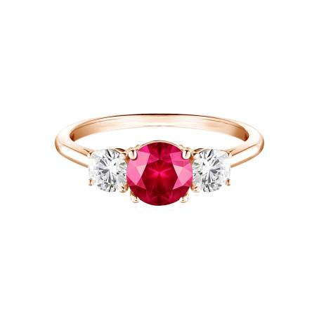 Bague Or rose 18 cts Rubis Little Lady Duo