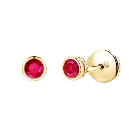 Boucles d'oreilles Or jaune 18 cts Rubis Gemmyorama Solo