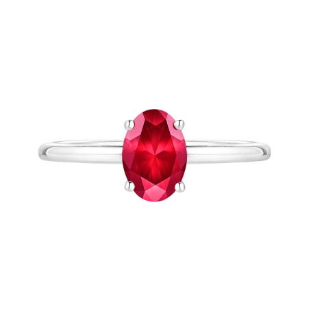 Bague Or blanc 18 cts Rubis Lady Ovale