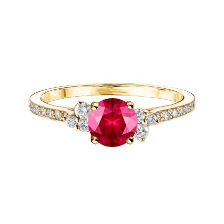 Baby EverBloom 5 mm Pavée Yellow Gold Ruby Ring