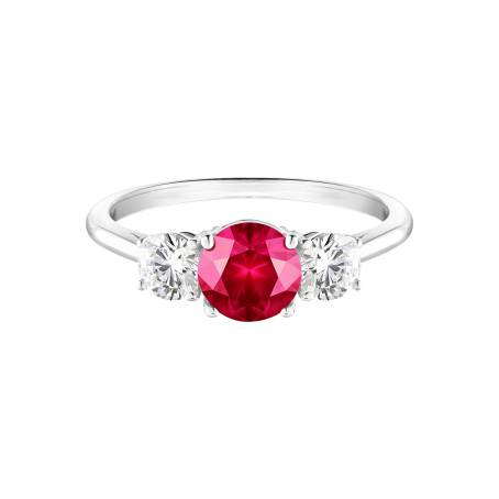 Bague Or blanc 18 cts Rubis Little Lady Duo