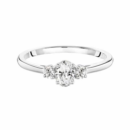 Bague Or blanc 18 cts Diamant Baby Lady Duo Ovale