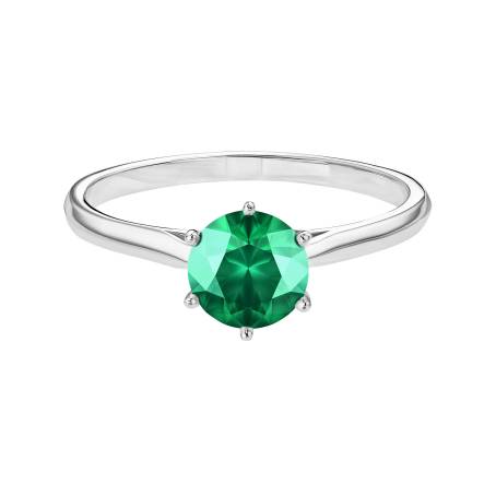 Bague Or blanc 18 cts Emeraude Lady