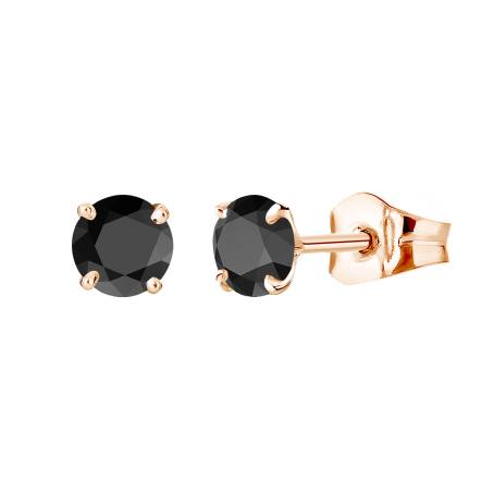Boucles d'oreilles Or rose 18 cts Spinelle noir Lady XL