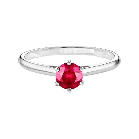 Bague Or blanc 18 cts Rubis Little Lady