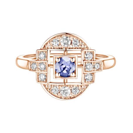 Art Déco Solo Rose Gold Tanzanite Ring