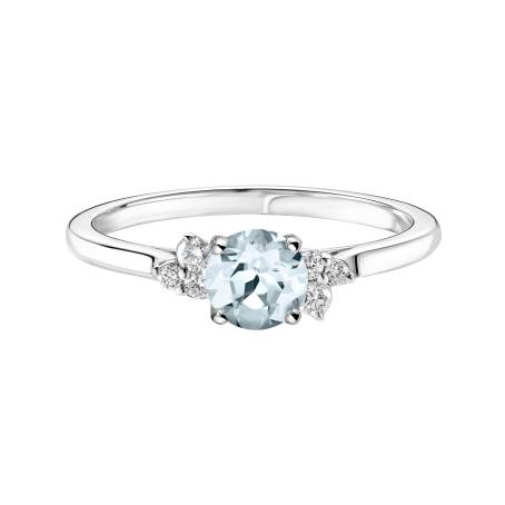 Bague Or blanc 18 cts Aigue-marine Baby EverBloom 5 mm