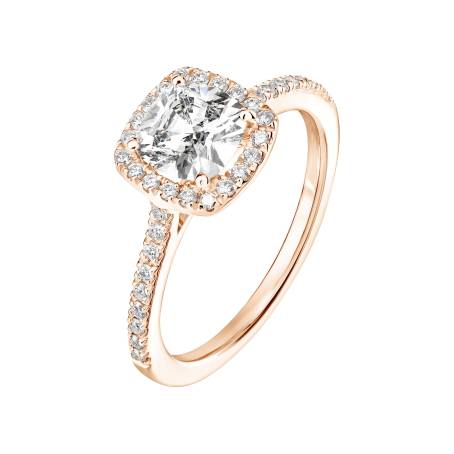 Ring 18K Roségold Diamant Rétromantique Coussin Pavée
