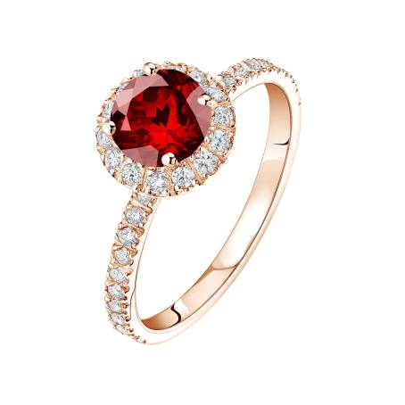 Rétromantique L Pavée Rose Gold Garnet Ring