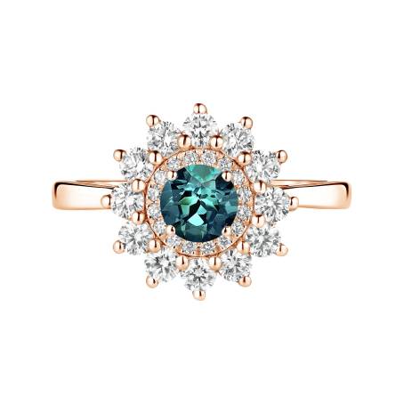 Lefkos 5 mm Rose Gold Teal Sapphire Ring