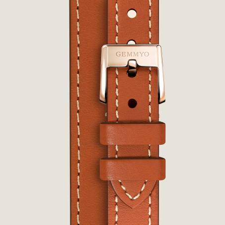 Prima double Natural leather Rose steel Watch strap