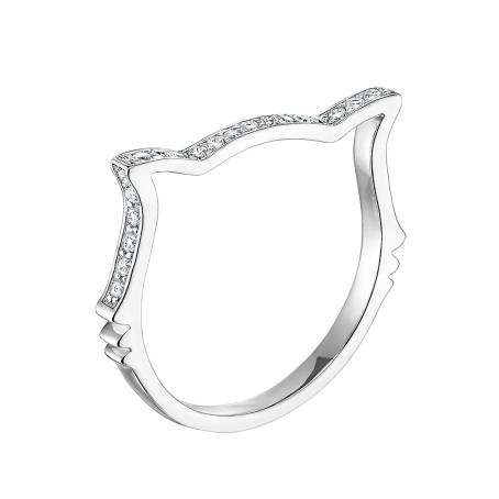 Ring 18K Weißgold Diamant Miaou Pavée