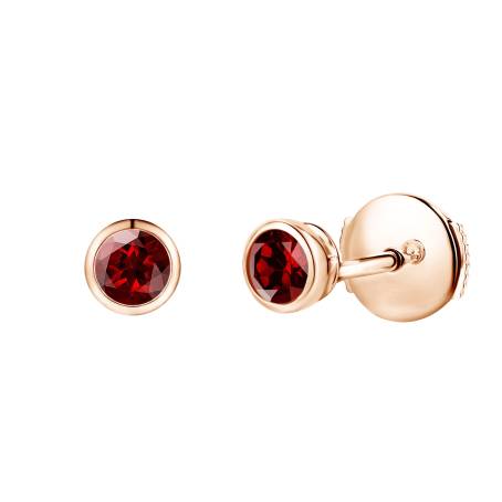 Boucles d'oreilles Or rose 18 cts Grenat Gemmyorama Solo
