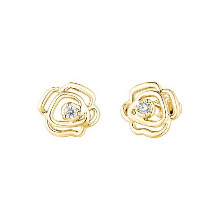 Boucles d'oreilles Or jaune 18 cts Diamant PrimaRosa Duo S
