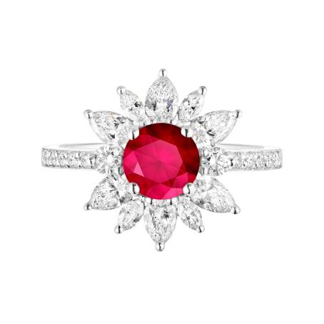 Bague Or blanc 18 cts Rubis EverBloom Prima