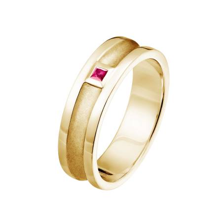 Bague Homme Or jaune 18 cts Rubis Minotaure