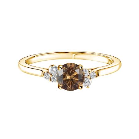 Bague Or jaune 18 cts Diamant Chocolat Baby EverBloom 5 mm