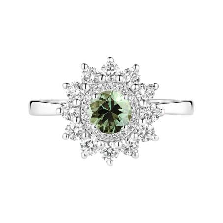 Lefkos 5 mm White Gold Green Sapphire Ring