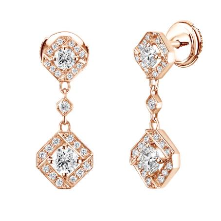 Plissage Rose Gold Diamond Earrings