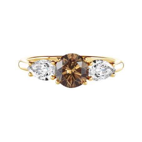 Lady Duo De Poires Yellow Gold Chocolate Diamond Ring
