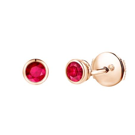 Boucles d'oreilles Or rose 18 cts Rubis Gemmyorama Solo