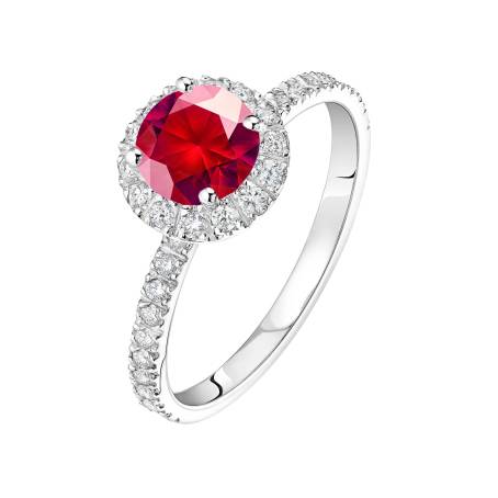 Rétromantique L Pavée Platinum Ruby Ring
