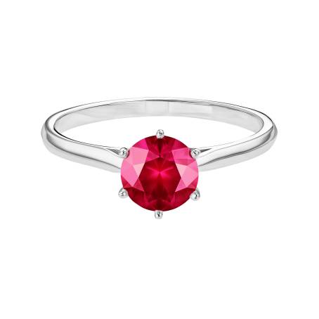 Bague Or blanc 18 cts Rubis Lady