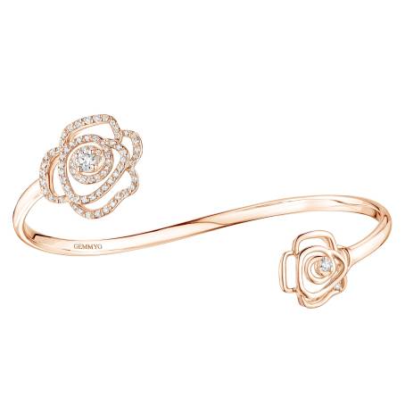 Bracelet Or rose 18 cts Diamant PrimaRosa Duo de Roses