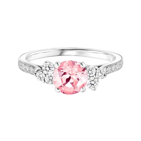 Bague Or blanc 18 cts Tourmaline Baby EverBloom 6 mm Pavée
