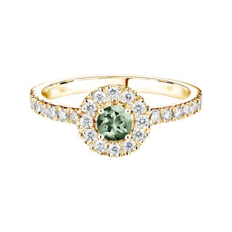 Rétromantique Solo Pavée Yellow Gold Green Sapphire Ring