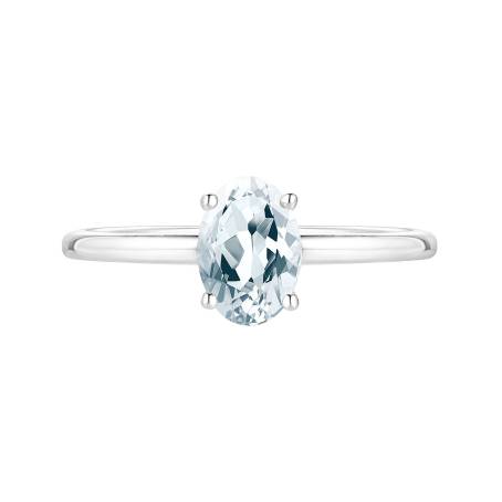 Bague Or blanc 18 cts Aigue-marine Lady Ovale