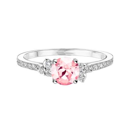 Bague Or blanc 18 cts Tourmaline Baby EverBloom 5 mm Pavée