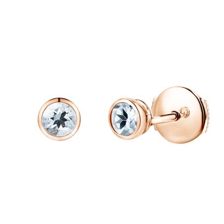 Boucles d'oreilles Or rose 18 cts Aigue-marine Gemmyorama Solo
