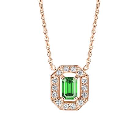 Pendentif Or rose 18 cts Tsavorite Art Déco