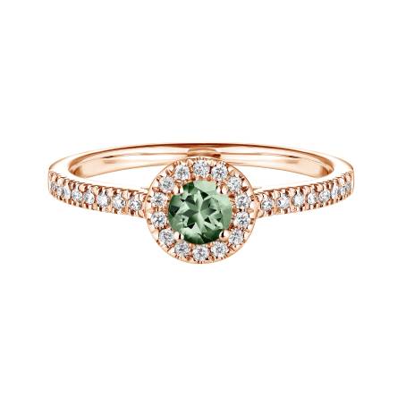 Rétromantique S Pavée Rose Gold Green Sapphire Ring